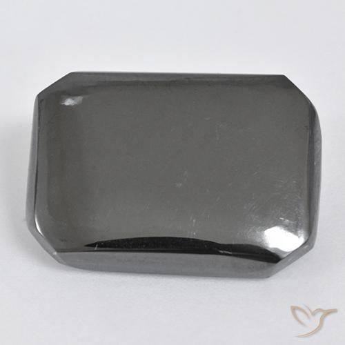 19.55ct 자연스러운 실버 그레이 적철광, 에메랄드 컷, 불투명체