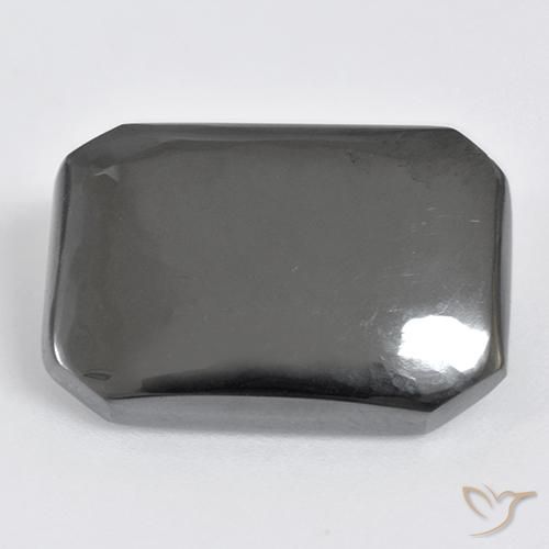 21.90ct 자연스러운 미디엄 그레이 적철광, 에메랄드 컷, 불투명체
