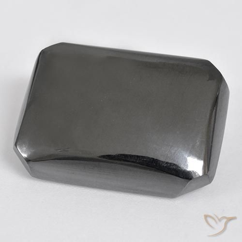 25.04ct 자연스러운 미디엄 그레이 적철광, 에메랄드 컷, 불투명체