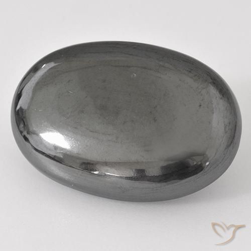 31.18ct 자연스러운 미디엄 그레이 적철광, 타원형, 불투명체