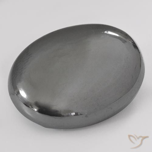33.54ct 자연스러운 실버 그레이 적철광, 타원형, 불투명체