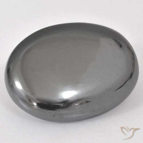 38.86ct 자연스러운 미디엄 그레이 적철광, 타원형, 불투명체