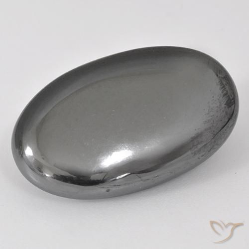 27.13ct 자연스러운 미디엄 그레이 적철광, 타원형, 불투명체