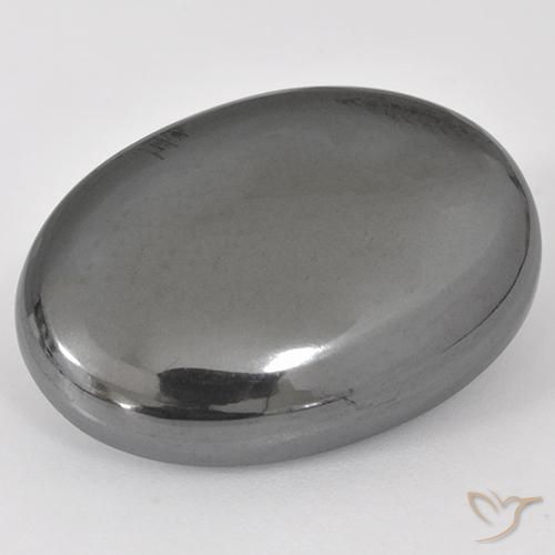 32.02ct 자연스러운 미디엄 그레이 적철광, 타원형, 불투명체