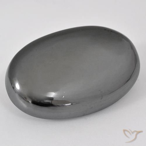 34.18ct 자연스러운 실버 그레이 적철광, 타원형, 불투명체
