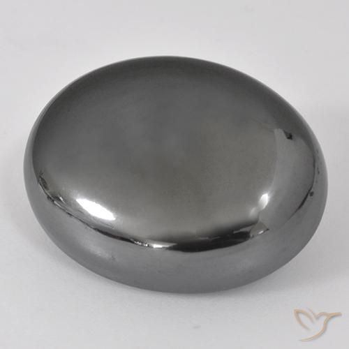 38.37ct 자연스러운 실버 그레이 적철광, 타원형, 불투명체