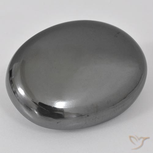 38.87ct 자연스러운 실버 그레이 적철광, 타원형, 불투명체