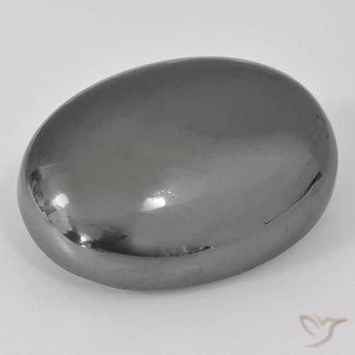 41.28ct 자연스러운 실버 그레이 적철광, 타원형, 불투명체
