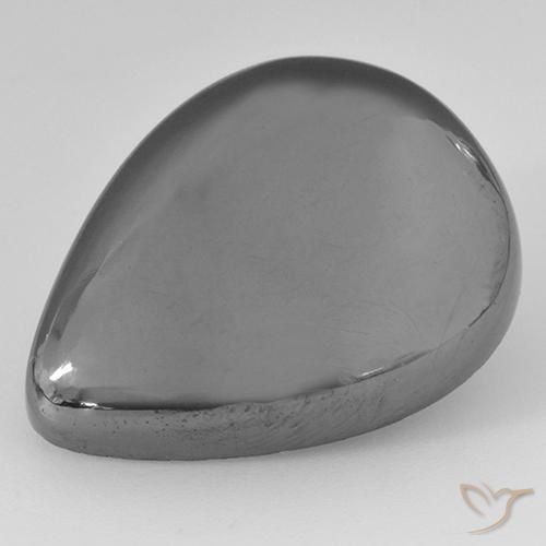 33.97ct 자연스러운 실버 그레이 적철광, 배 모양, 불투명체