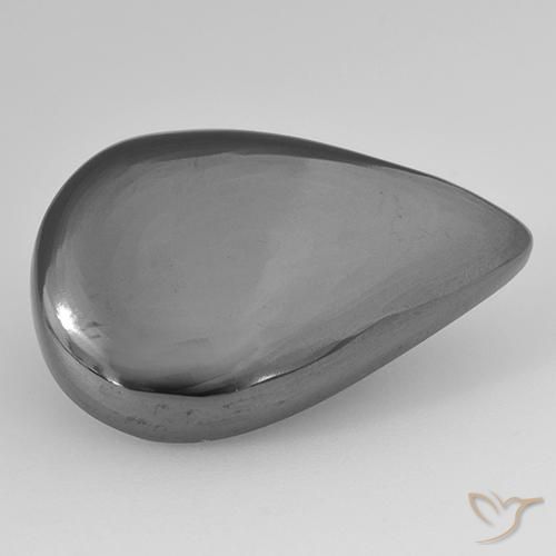 26.52ct 자연스러운 미디엄 그레이 적철광, 배 모양, 불투명체