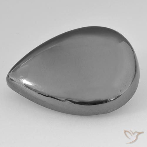 31.03ct 자연스러운 실버 그레이 적철광, 배 모양, 불투명체