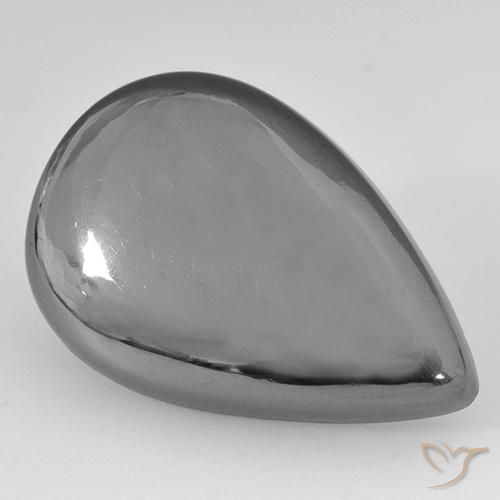 28.34ct 자연스러운 미디엄 그레이 적철광, 배 모양, 불투명체