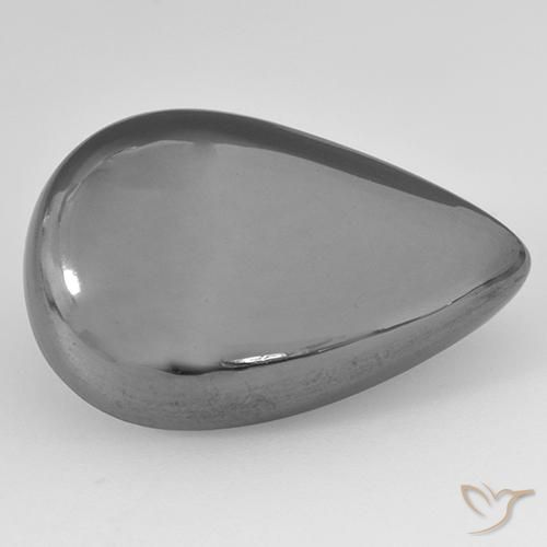 25.28ct 자연스러운 미디엄 그레이 적철광, 배 모양, 불투명체
