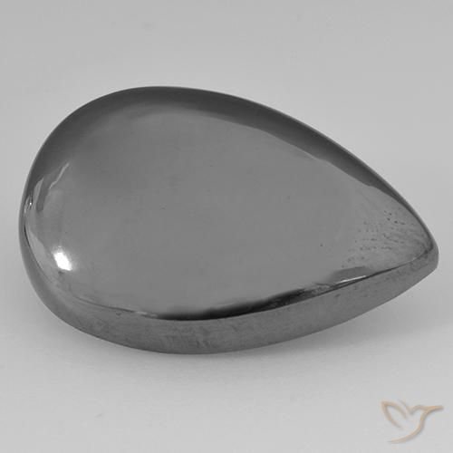 31.99ct 자연스러운 미디엄 그레이 적철광, 배 모양, 불투명체