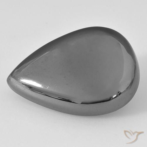 28.33ct 자연스러운 미디엄 그레이 적철광, 배 모양, 불투명체