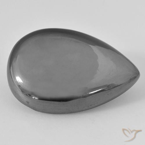 29.68ct 자연스러운 미디엄 그레이 적철광, 배 모양, 불투명체