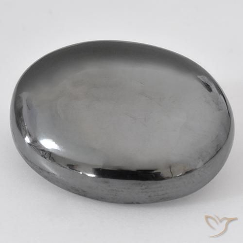 38.37ct 자연스러운 미디엄 그레이 적철광, 타원형, 불투명체