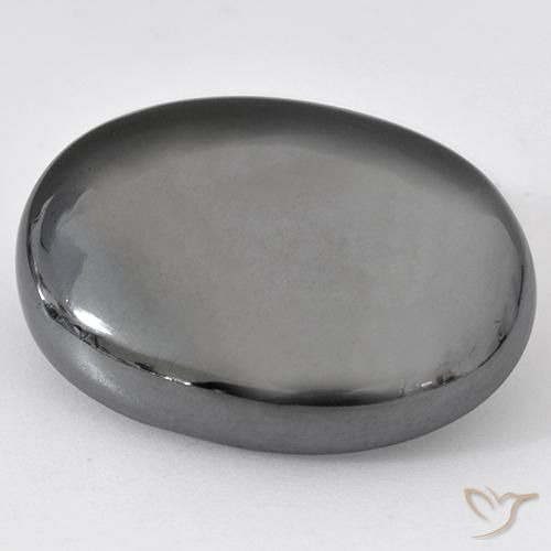 37.56ct 자연스러운 미디엄 그레이 적철광, 타원형, 불투명체