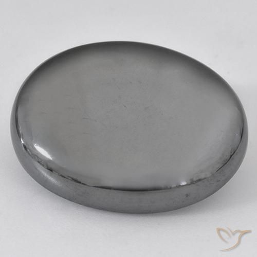 33.59ct 자연스러운 실버 그레이 적철광, 타원형, 불투명체