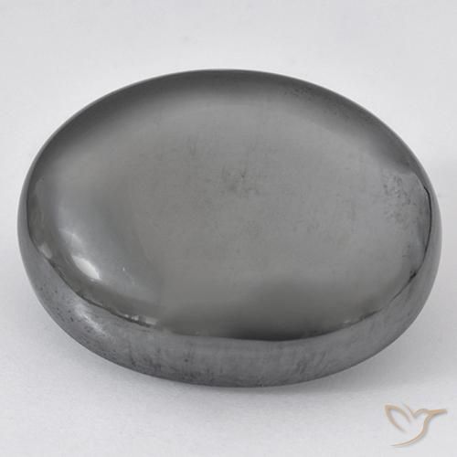 44.78ct 자연스러운 실버 그레이 적철광, 타원형, 불투명체