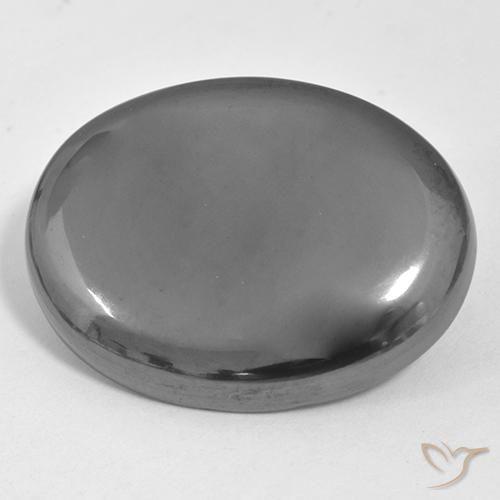 35.72ct 자연스러운 실버 그레이 적철광, 타원형, 불투명체