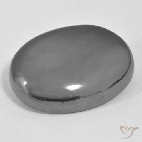 38.02ct 자연스러운 미디엄 그레이 적철광, 타원형, 불투명체