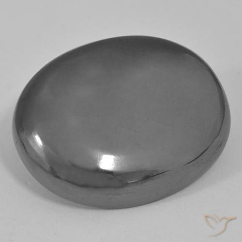 35.61ct 자연스러운 미디엄 그레이 적철광, 타원형, 불투명체