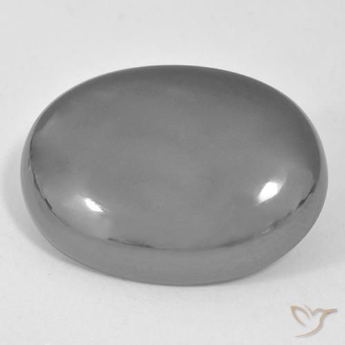 36.77ct 자연스러운 실버 그레이 적철광, 타원형, 불투명체