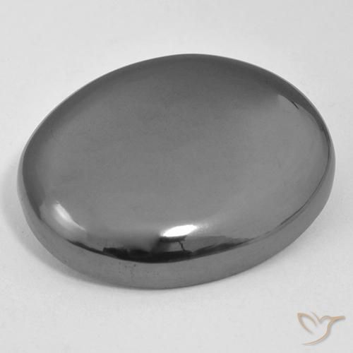 37.30ct 자연스러운 미디엄 그레이 적철광, 타원형, 불투명체