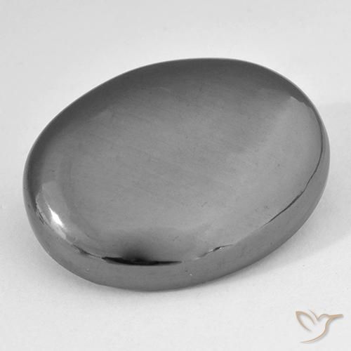29.51ct 자연스러운 미디엄 그레이 적철광, 타원형, 불투명체