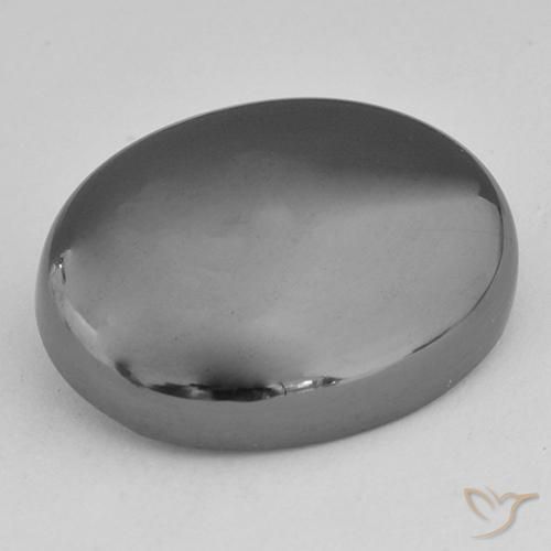 31.44ct 자연스러운 실버 그레이 적철광, 타원형, 불투명체