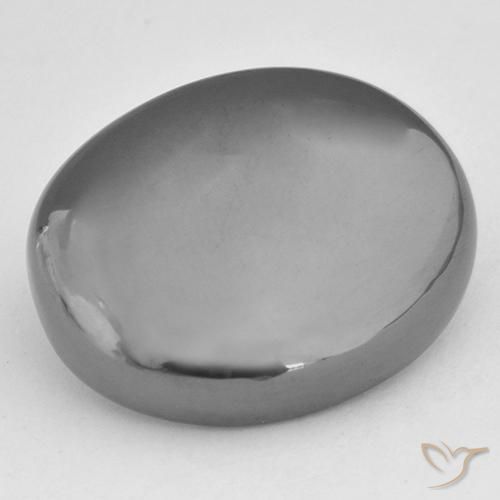 33.52ct 자연스러운 미디엄 그레이 적철광, 타원형, 불투명체
