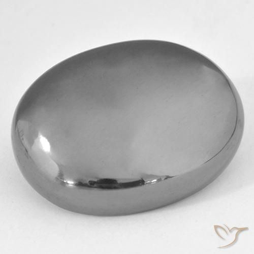 46.22ct 자연스러운 미디엄 그레이 적철광, 타원형, 불투명체