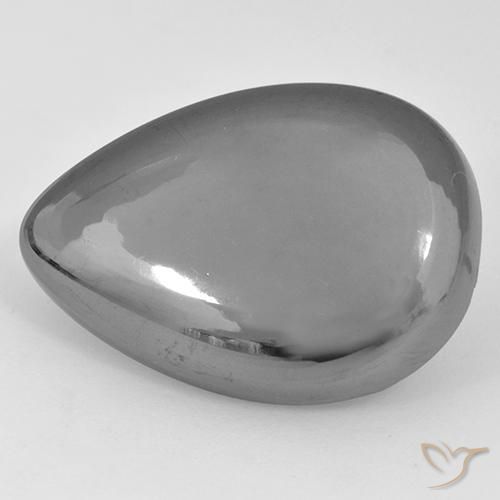 33.60ct 자연스러운 실버 그레이 적철광, 배 모양, 불투명체