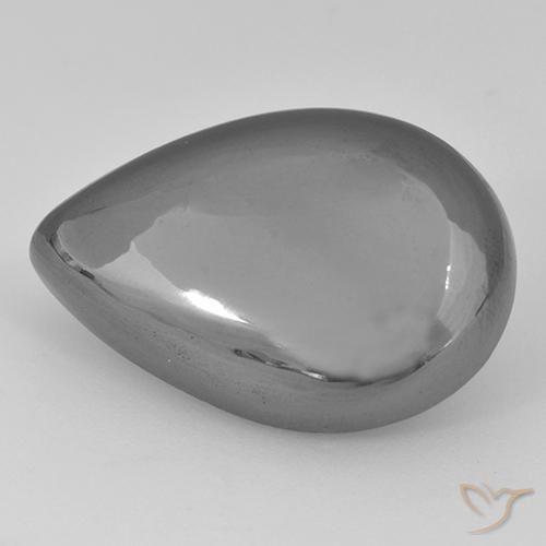 40.28ct 자연스러운 실버 그레이 적철광, 배 모양, 불투명체