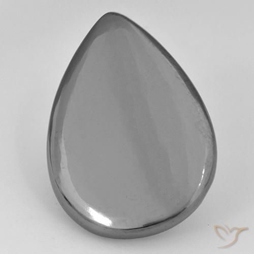 18.31ct 자연스러운 실버 그레이 적철광, 배 모양, 불투명체
