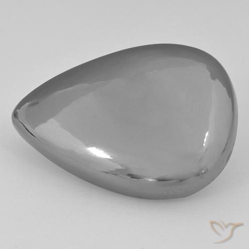 30.47ct 자연스러운 실버 그레이 적철광, 배 모양, 불투명체