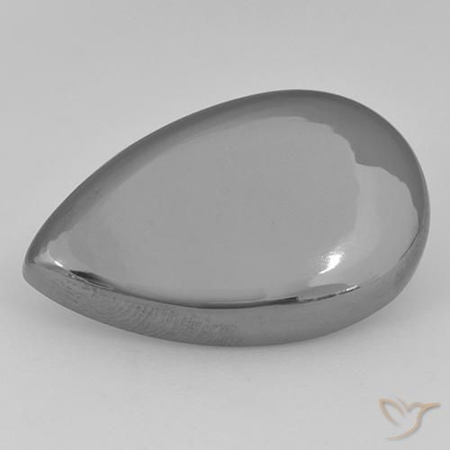 31.43ct 자연스러운 실버 그레이 적철광, 배 모양, 불투명체