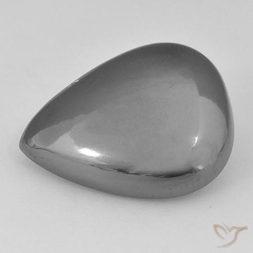 23.36ct 자연스러운 실버 그레이 적철광, 배 모양, 불투명체