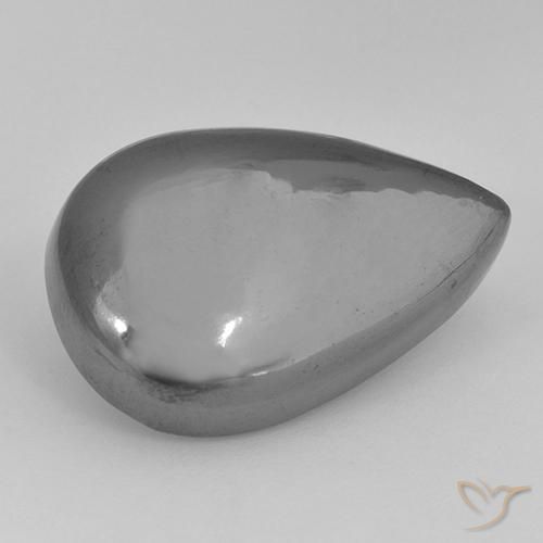 30.63ct 자연스러운 실버 그레이 적철광, 배 모양, 불투명체
