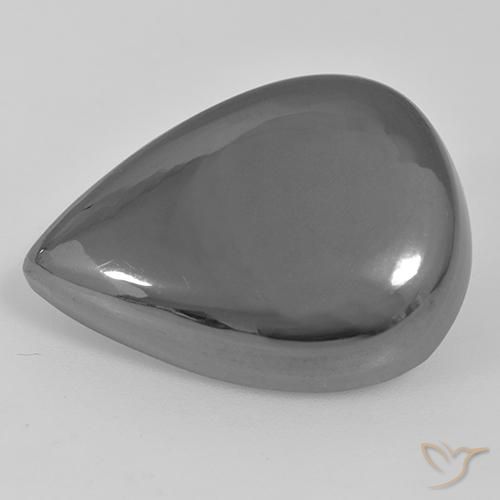35.97ct 자연스러운 실버 그레이 적철광, 배 모양, 불투명체