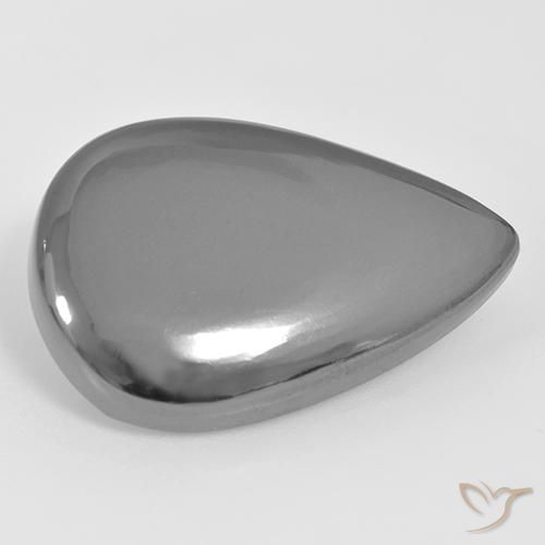 33.96ct 자연스러운 미디엄 그레이 적철광, 배 모양, 불투명체