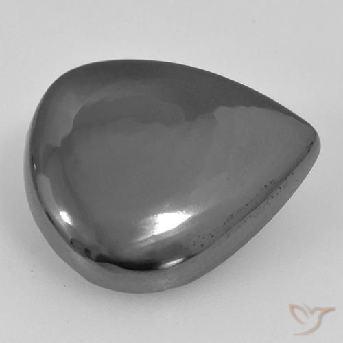 16.86ct 자연스러운 실버 그레이 적철광, 배 모양, 불투명체