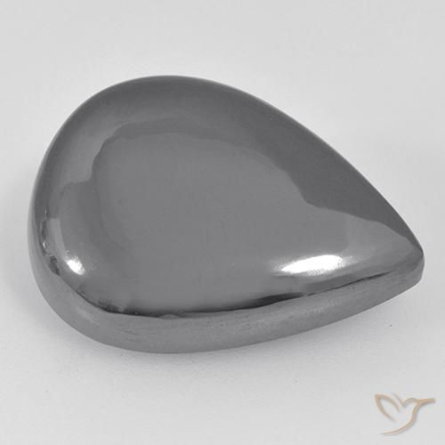 30.78ct 자연스러운 미디엄 그레이 적철광, 배 모양, 불투명체