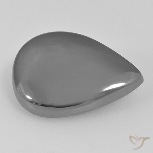 17.36캐럿 천연 미디엄 그레이 헤마타이트, 배 모양, 21.3×15.2 mm, 불투명체