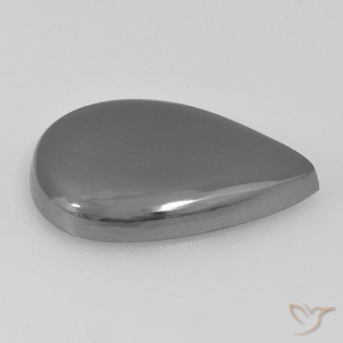 17.36캐럿 천연 미디엄 그레이 헤마타이트, 배 모양, 21.3×15.2 mm, 불투명체