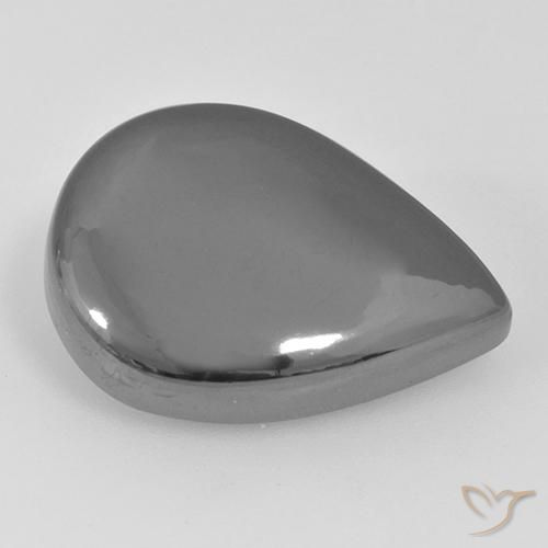 31.22ct 자연스러운 실버 그레이 적철광, 배 모양, 불투명체