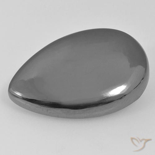 28.79ct 자연스러운 미디엄 그레이 적철광, 배 모양, 불투명체