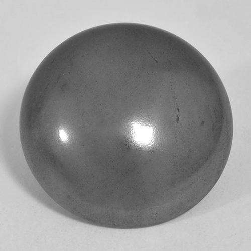 24.48캐럿 천연 실버 그레이 헤마타이트, 라운드 컷, 18.01 mm, 불투명체