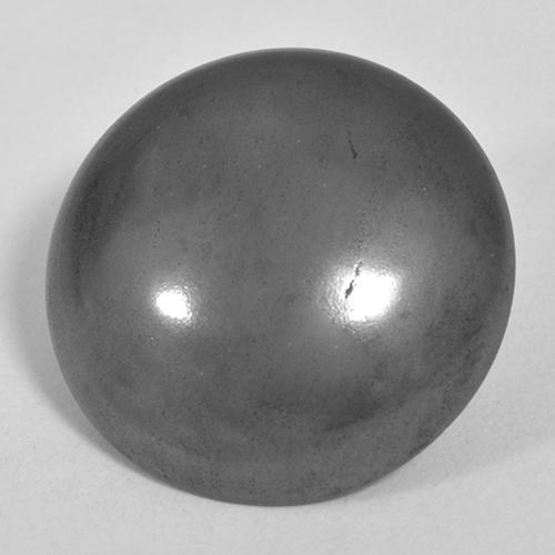 24.48캐럿 천연 실버 그레이 헤마타이트, 라운드 컷, 18.01 mm, 불투명체